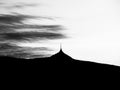 Silhouette of Jested mountain at sunset time, Liberec, Czech Republic Royalty Free Stock Photo