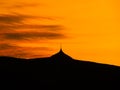 Silhouette of Jested mountain at sunset time, Liberec, Czech Republic Royalty Free Stock Photo