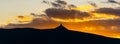 Silhouette of Jested mountain at sunset time, Liberec, Czech Republic Royalty Free Stock Photo