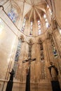 Silhouette of Jesus Christ, ancient cathedral with a beautiful i