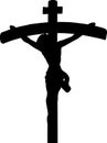 Vector Silhouette of Jesus crucifixion isolated on white background. Royalty Free Stock Photo