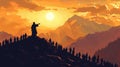 Silhouette of jesus preaching sermon on mountain top in ministry biblical gospel teaching