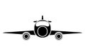 Silhouette jet airplane private transport front view