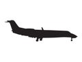 silhouette of jet plane coming in to land with the landing gear released Royalty Free Stock Photo