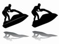 Silhouette of jetski rider, vector draw