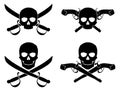 Silhouette of the Jolly Roger with crossed saber and pistol Royalty Free Stock Photo