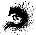 simple drawing of a jumping fox made of blots and splashes Royalty Free Stock Photo