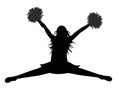 Silhouette of jumping girl with pompoms stredl jump, cheerleading. Vector illustration