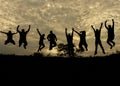 Silhouette - Jumping with Joy Royalty Free Stock Photo