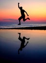 Silhouette jumping men