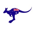 Silhouette of a kangaroo with Australian flag Royalty Free Stock Photo