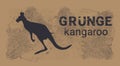 Silhouette Kangaroo In Grunge Design Style Animal Icon