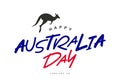 Silhouette of a kangaroo. Happy Australia Day. January 26. Elements for the design for the day of the first landing