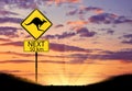 Silhouette of a kangaroo road sign Royalty Free Stock Photo
