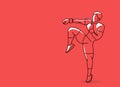 Silhouette of a karateka doing standing side kick