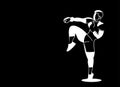 Silhouette of a karate doing standing side kick Royalty Free Stock Photo