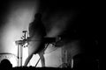 Silhouette of a keyboardist in stage lights Royalty Free Stock Photo