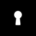 Silhouette of a keyhole on a black background. Vector illustration