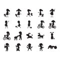 silhouette of kids in various activities. Vector illustration decorative design