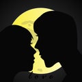 Silhouette of kissing couple