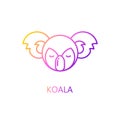 Silhouette of koala in color line style. Vector