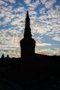 Silhouette of the Kremlin in the red square in Moscow at sunset Royalty Free Stock Photo