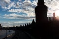 Silhouette of the Kremlin in the red square in Moscow at sunset Royalty Free Stock Photo