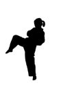 Silhouette of kungfu girl Royalty Free Stock Photo