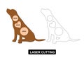 Silhouette of Labrador dog with with space for photos. laser cutting template. vector illustration. Silhouette for three photos