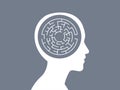 A silhouette with labyrinth inside the head Royalty Free Stock Photo