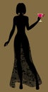 Silhouette of Lady with a cocktail in hand