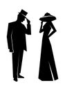 Silhouette of the lady and gentleman Royalty Free Stock Photo