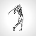 Silhouette of lady golf player. Vector eps10