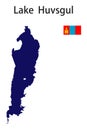 Silhouette of  lake Huvsgul  vector Royalty Free Stock Photo
