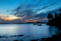 Silhouette Lakeshore Sunrise Background Royalty Free Stock Photo