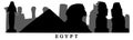 Silhouette of landmarks Sphinx, statues, ruins and etc. of Egypt, composition. Vector illustration