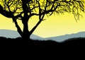 Silhouette landscape digital painting illustration for backgrounds