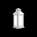 Silhouette lantern for design element on black background