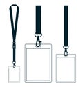 Silhouette of lanyard with neckband. Badge with contour line. Royalty Free Stock Photo