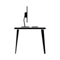 Silhouette laptop desk workplace job graphic