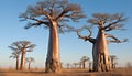 Silhouette of large baobab tree in African savannah generated by AI Royalty Free Stock Photo