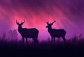 Silhouette of a large bull Elk stag walking on the prairie against the sky at sunrise Rocky Mountain Elk, wapiti, Cervus Royalty Free Stock Photo