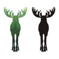 Silhouette of a large moose in front with large horns Royalty Free Stock Photo