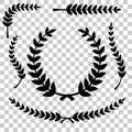 Silhouette of laurel wreath vector icon, at transparent effect background