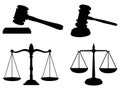 Set of Law Scale silhouette vector art Royalty Free Stock Photo