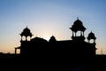 Silhouette of Laxmi Nivas Palace at dusk.