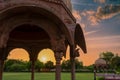 Silhouette of Laxmi Nivas Palace at dusk.