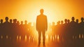 Silhouette of a leader standing in front of a group, symbolizing Royalty Free Stock Photo