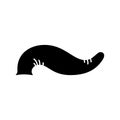 Silhouette Leech icon. Outline logo of hirudotherapy or leeching. Black simple illustration of alternative medicine. Flat isolated