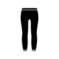 Silhouette Leggings with elastic at waist and ankles. Outline icon of unisex tight-fitting pants. Black illustration of thermal Royalty Free Stock Photo